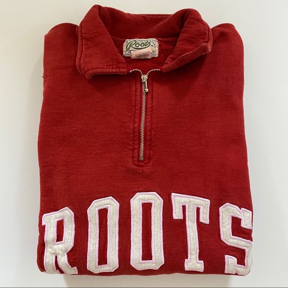 Roots Tops - ROOTS Women's 1/4 Zip Sweater L - Red